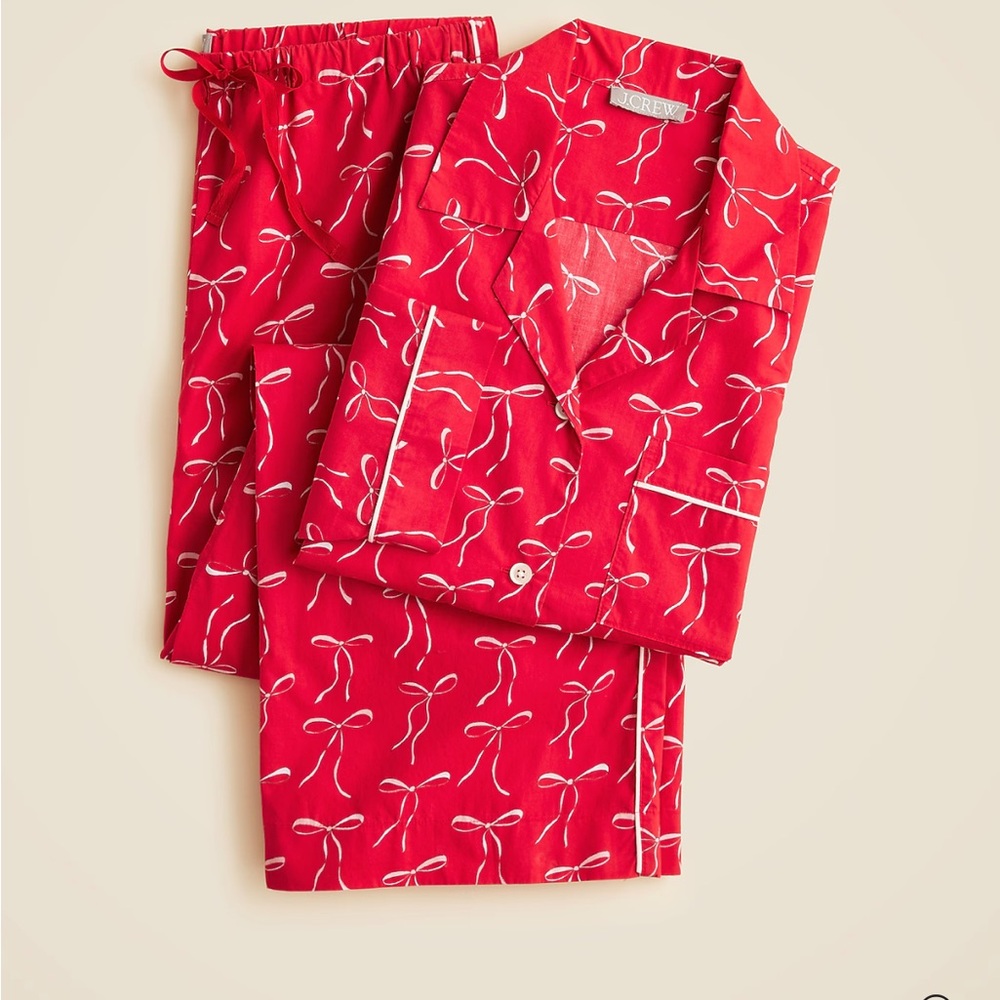 J Crew Cotton poplin pajama set in vintage bow print